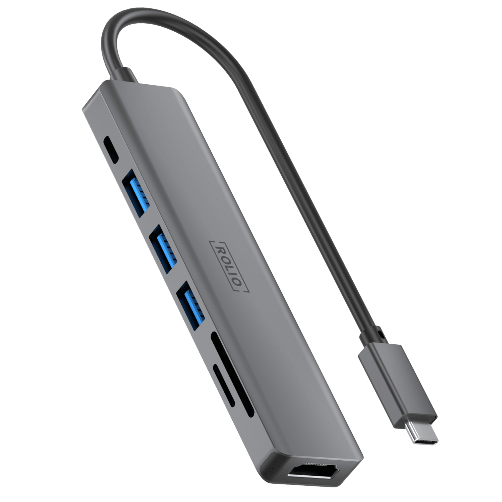 Rolio USB C Hub - 7 in 1 - HDMI - USB-C Opladen - SD/TF - 3x USB 3.0