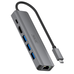 Rolio USB C Hub - 6 in 1 - 1Gbps Ethernet RJ45 - HDMI - USB-C Opladen - 3x USB 3.0