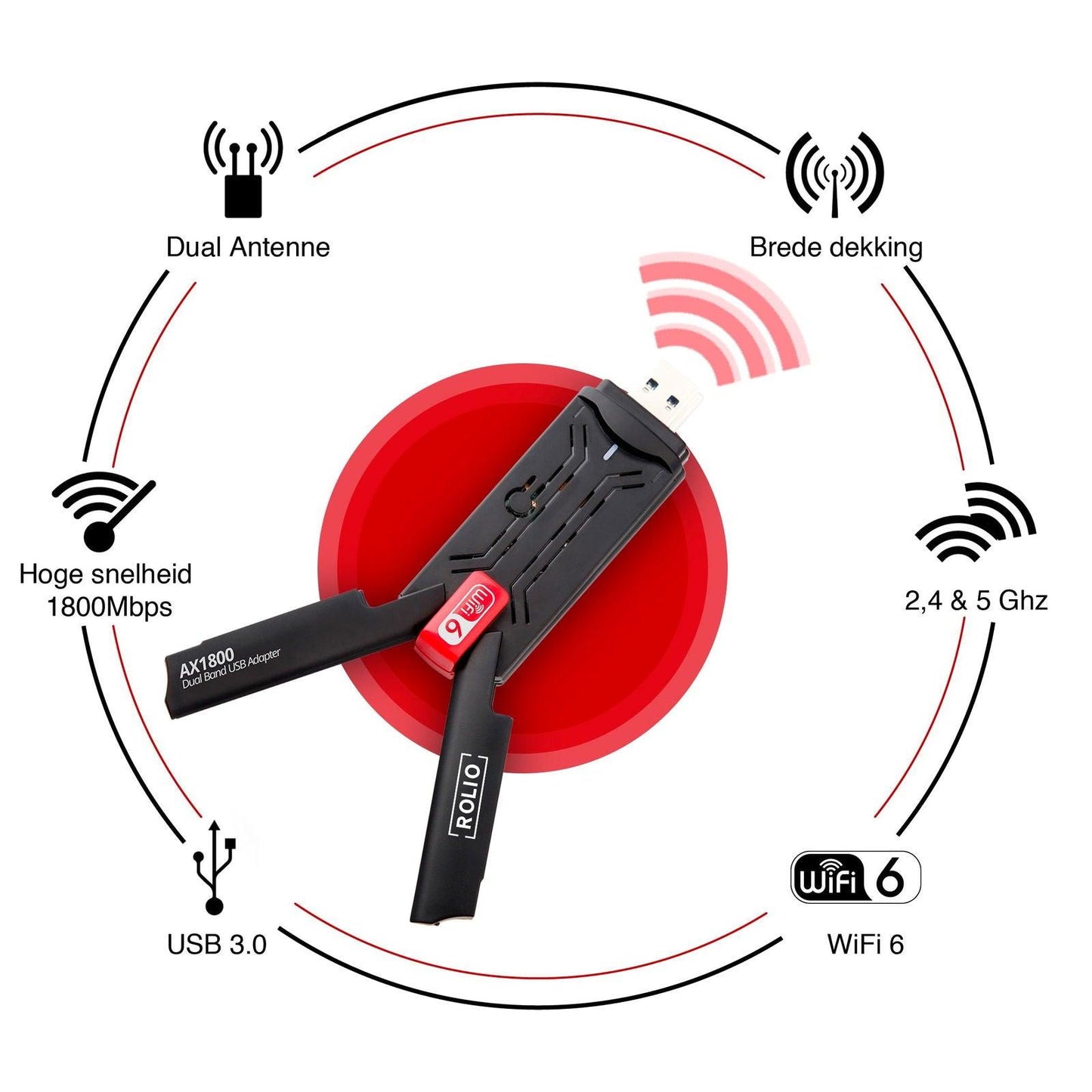 Rolio WiFi Adapter 1800Mbps - Rolio