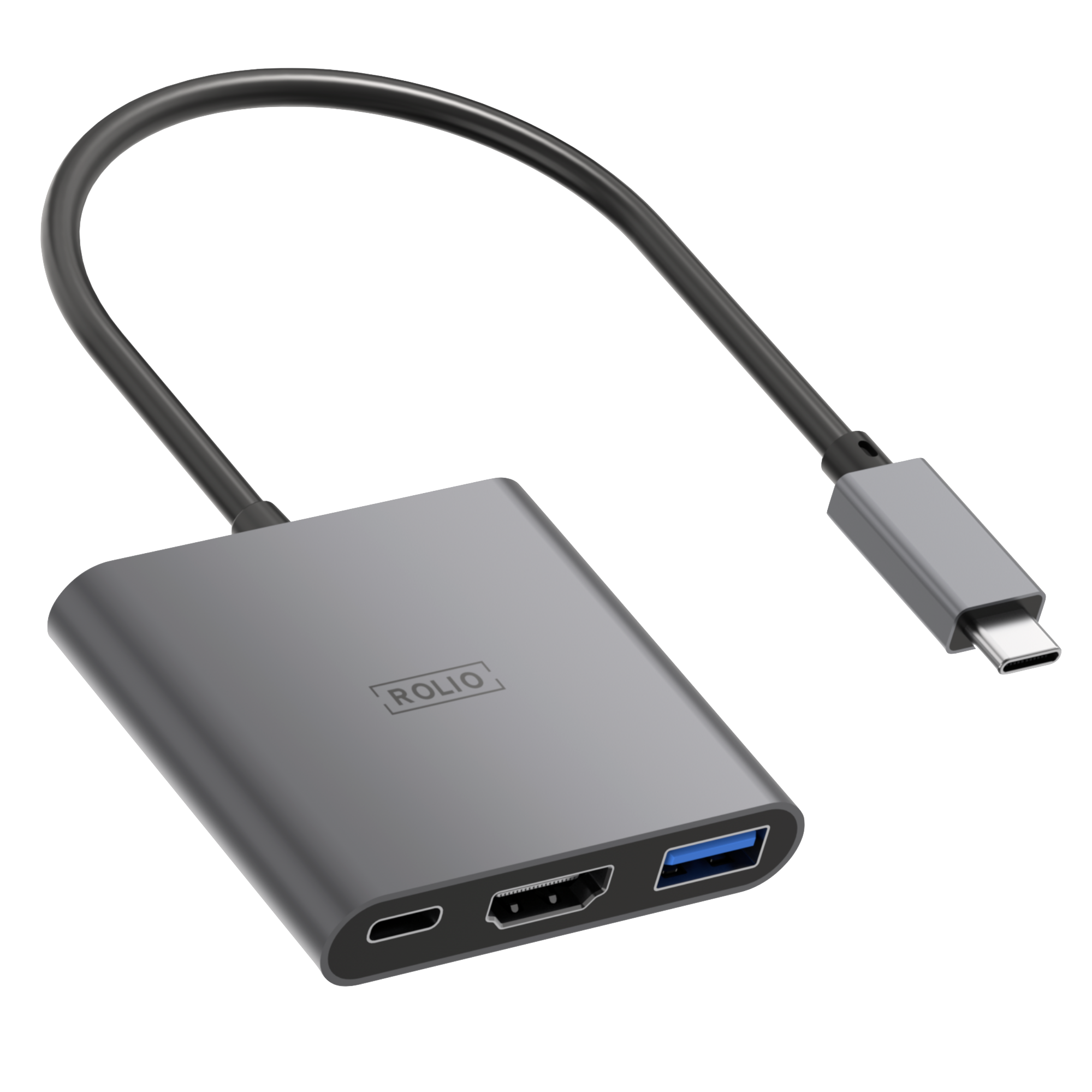 Rolio USB C naar HDMI Adapter - 3 in 1 - 4K HDMI - USB 3.0 - USB-C Opladen